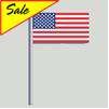 4x6" US Flag on Staff Cotton Dyed/White Safe-T