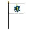 Massachusetts State Flag on Staff, 4x6", Poly