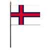 Faroe Islands Flag on Staff, 4x6", Polyester