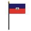 Haiti Flag w/Seal on Staff, 4x6", Polyester