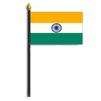 India Flag on Staff, 4x6", Polyester
