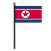 North Korea Flag on Staff, 4x6", Polyester