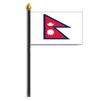 Nepal Flag on Staff, 4x6", Polyester