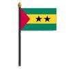 Sao Tome/Principe Flag on Staff, 4x6", Poly