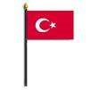 Turkey Flag on Staff, 4x6", Polyester