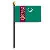 Turkmenistan Flag on Staff, 4x6", Polyester