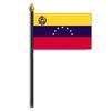 Venezuela Flag w/Seal on Staff, 8x12", Polyester
