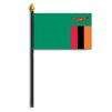 Zambia Flag on Staff, 4x6", Polyester