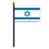 Israel Flag on Staff, 8x12", Polyester