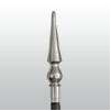 Round Spear Pole Ornament w/Ferrule, 8", Silver Metal